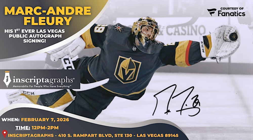 Inscriptagraphs Presents: Marc-André Fleury Autograph Signing in Las Vegas!