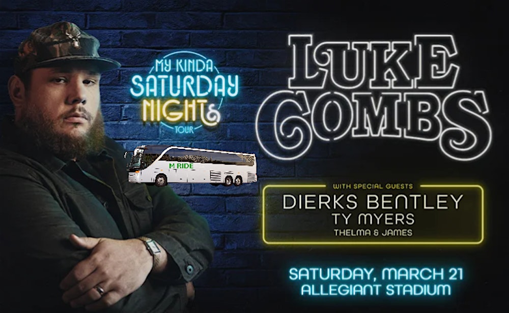 LUKE COMBS CONCERT SHUTTLE BUS from THE LINQ (STRIP AREA) 3/21/2026