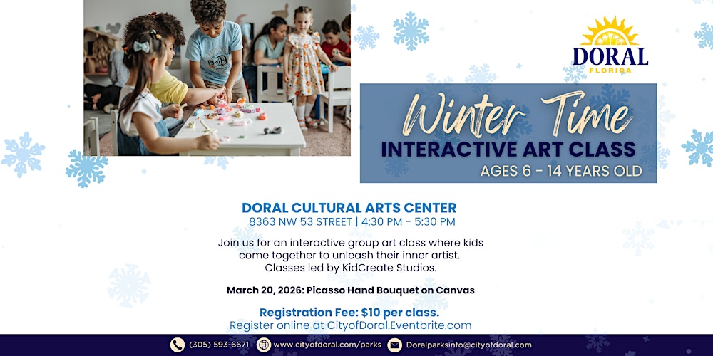 Picasso Hand Bouquet on Canvas - Winter Time Interactive Art Class