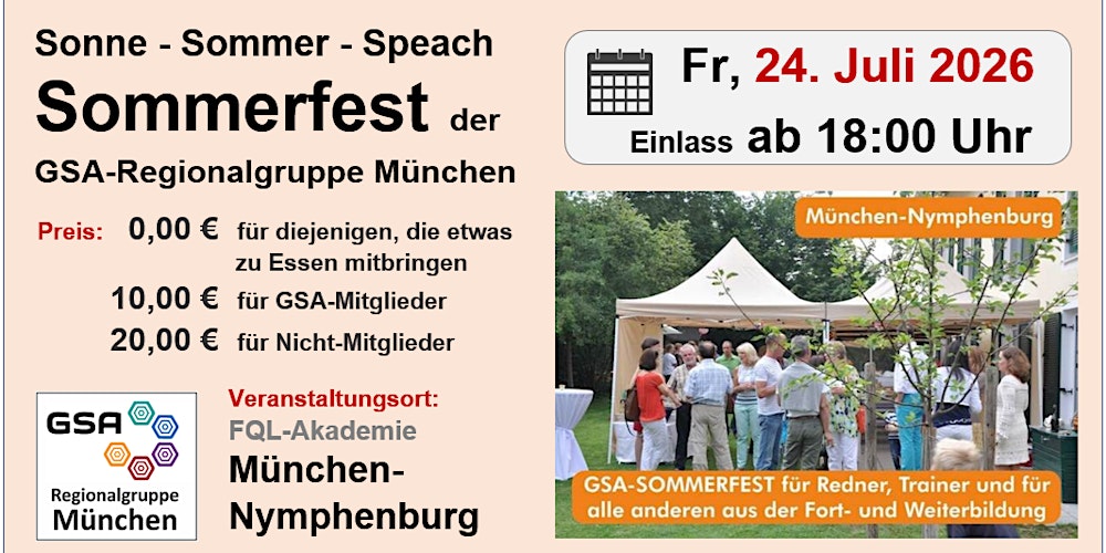 Sonne - Sommer - Speach: Das Sommerfest der GSA-Regionalgruppe München