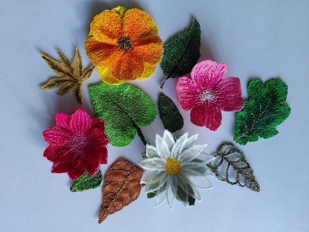 Exploring Soluble Fabrics Class - Flowers & Leaves at Abakhan Mostyn