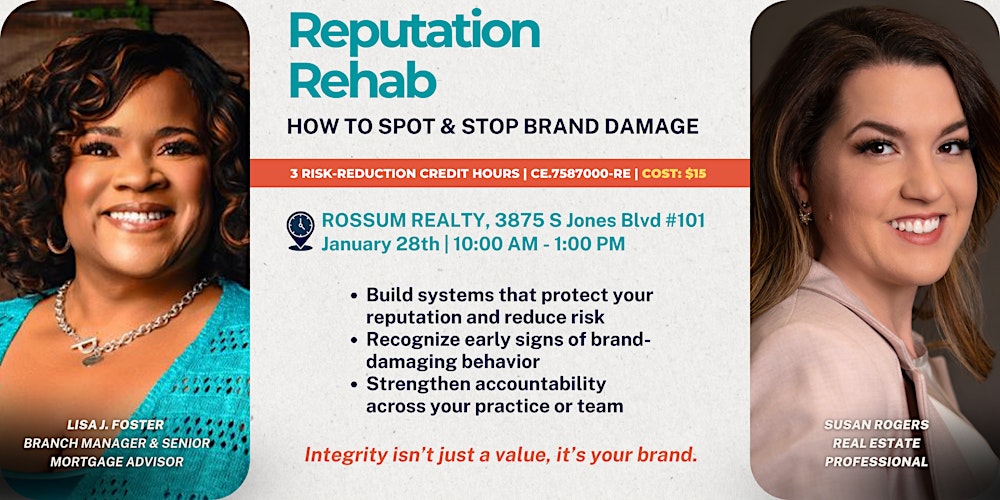 NV Risk-Reduction CE: Reputation Rehab- How to Spot & Stop Brand Damage