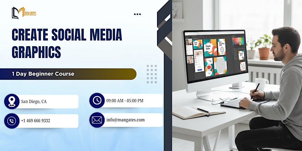 Create Social Media Graphics – 1 Day Beginner Course in San Diego, CA
