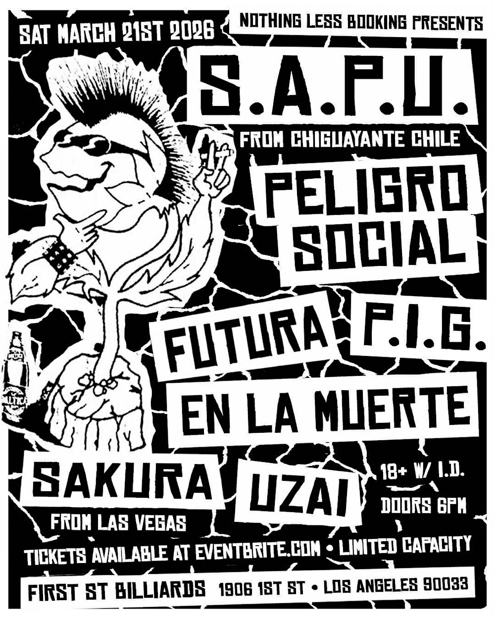 SAPU (Chile) & PELIGRO SOCIAL @ FIRST ST BILLIARDS