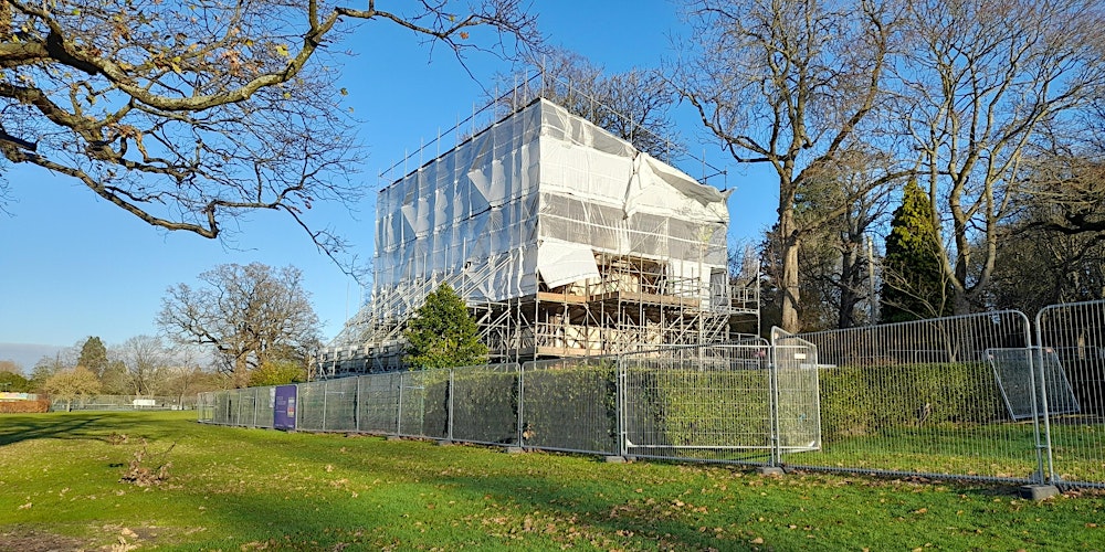 Scaffolding tour of the Golden Lion in Cannon Hill Park