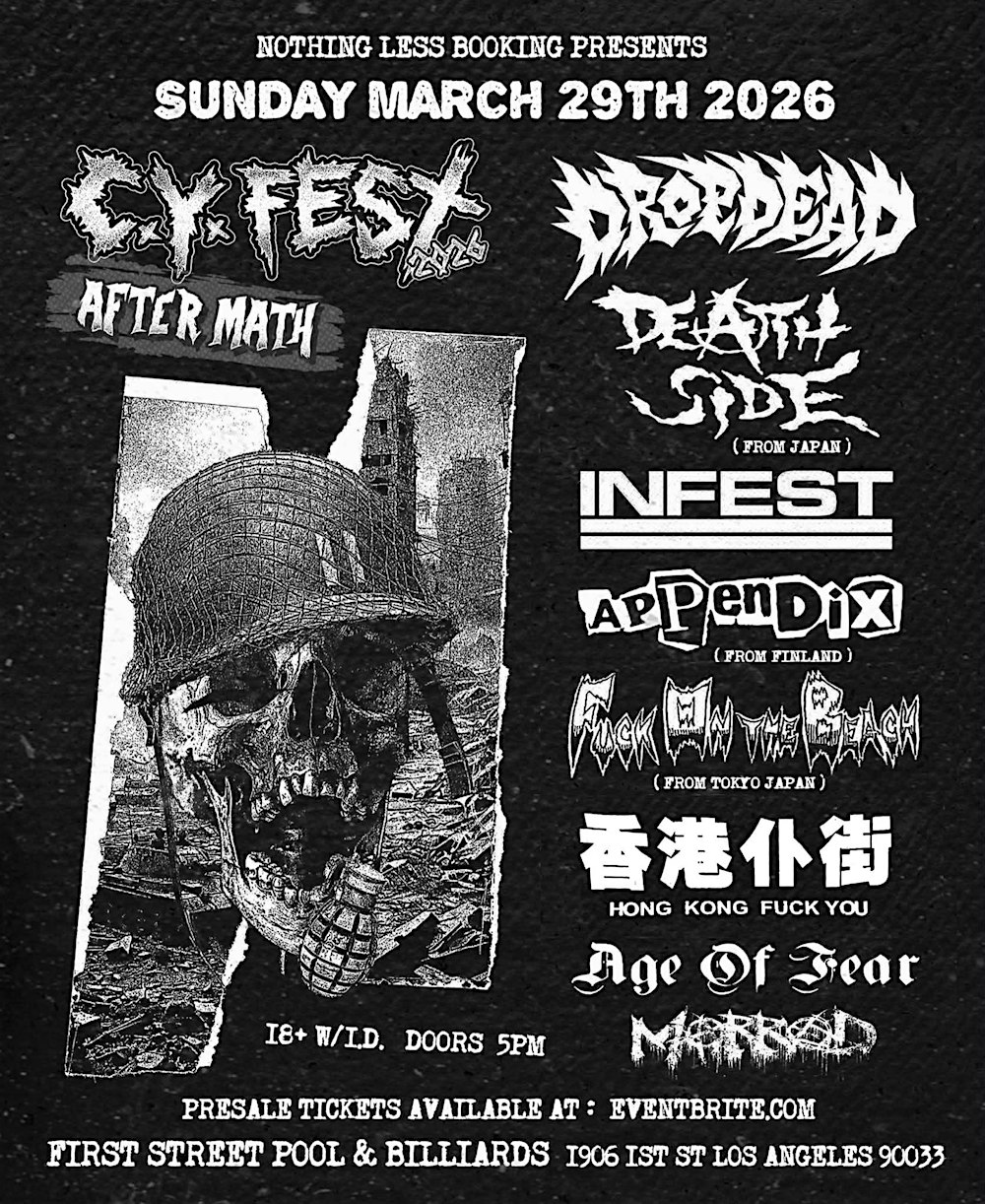DROPDEAD | DEATH SIDE | INFEST | APPENDIX | @ FIRST ST BILLIARDS L.A.
