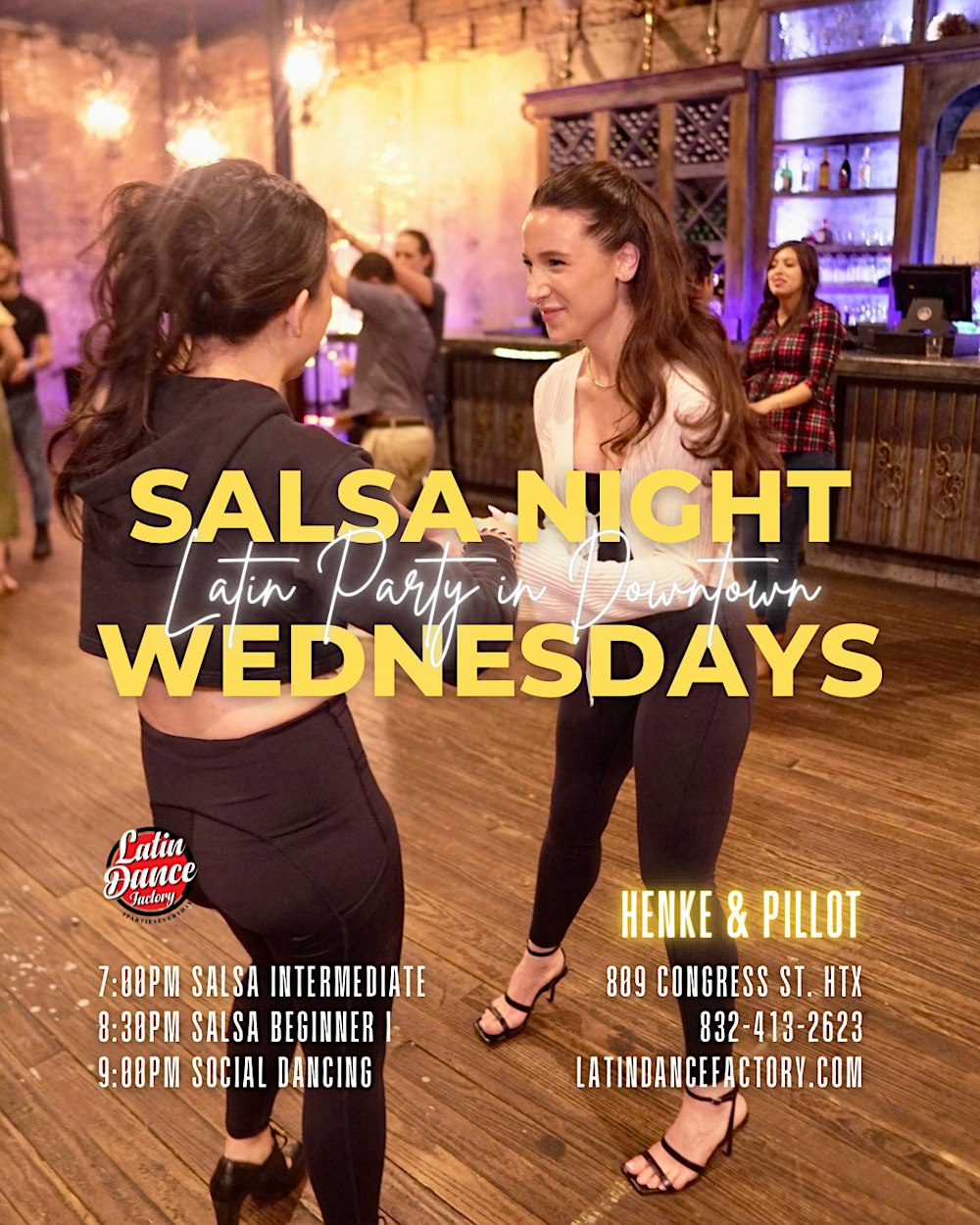 Salsa Lessons for Beginners. Wednesday at 8:30p in Houston 01/28