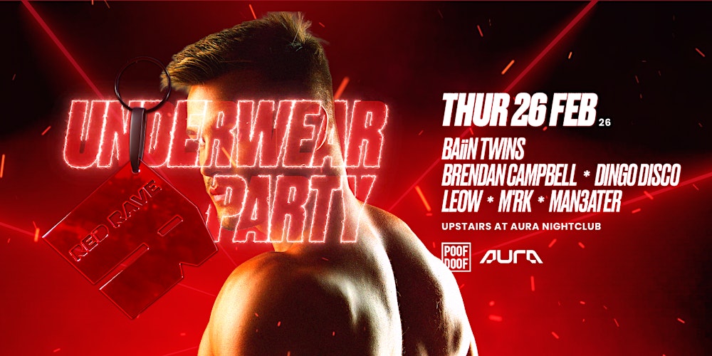 Red Rave Underwear Party - POOF DOOF Sydney MG26