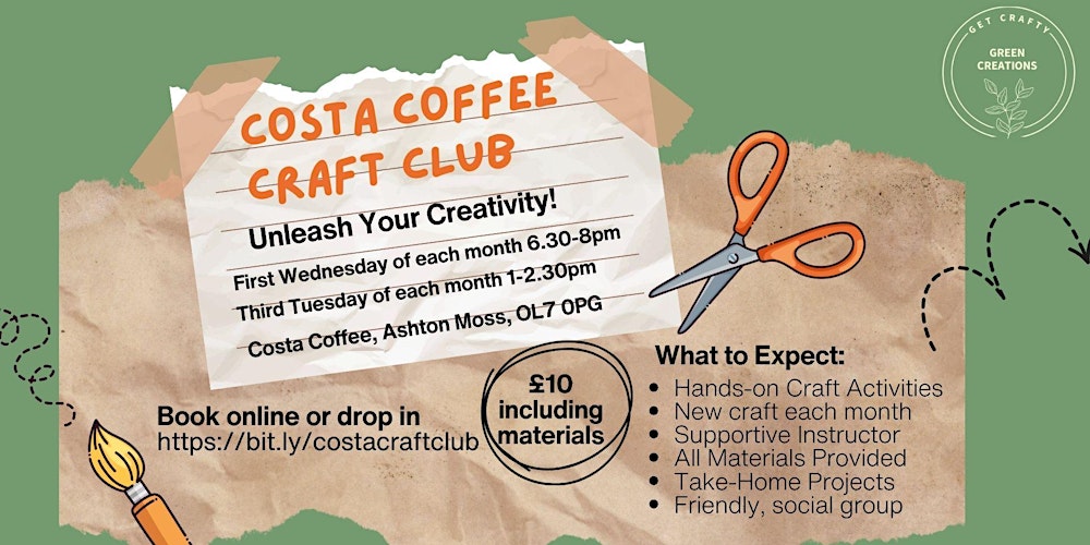 Monthly evening Costa Coffee and Craft Session