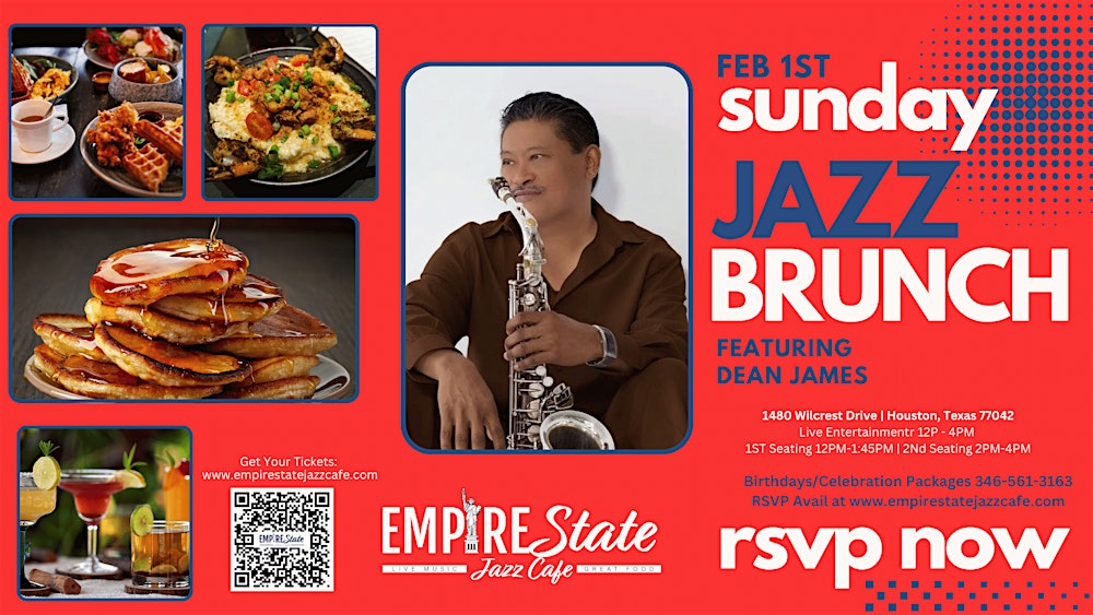 2/1- Sunday Jazz Brunch w/Dean James (2 PM Seating)
