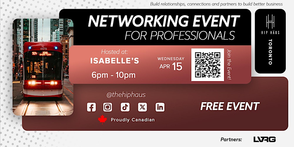 Networking Event for Professionals by The Hip Haus - Apr 15
