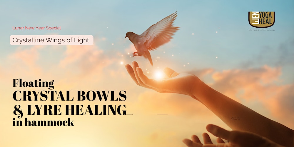 Floating CRYSTAL BOWLS & LYRE HEALING in hammock-Crystalline Wings of Light