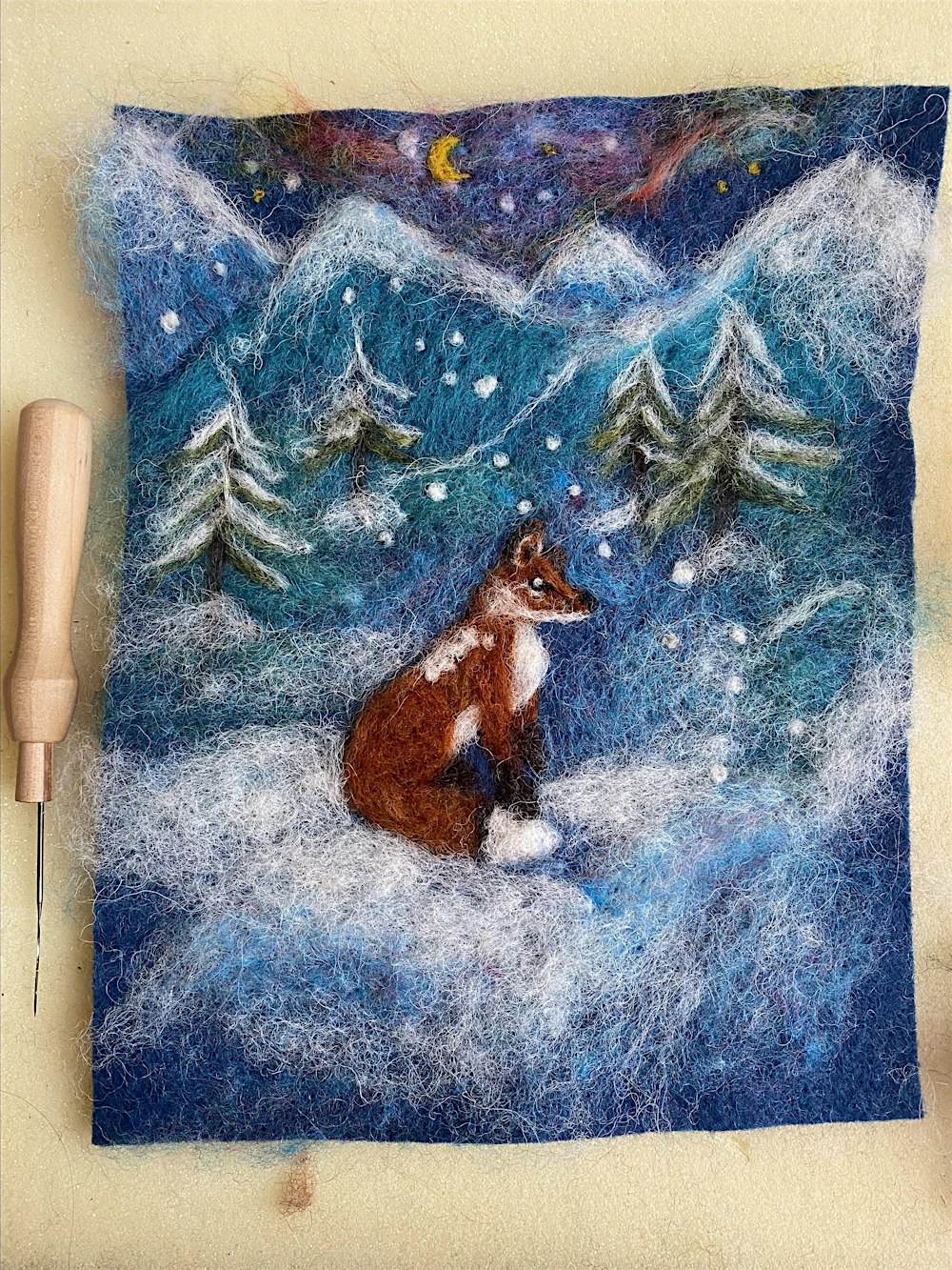 Needle Felted Fox in Landscape Workshop