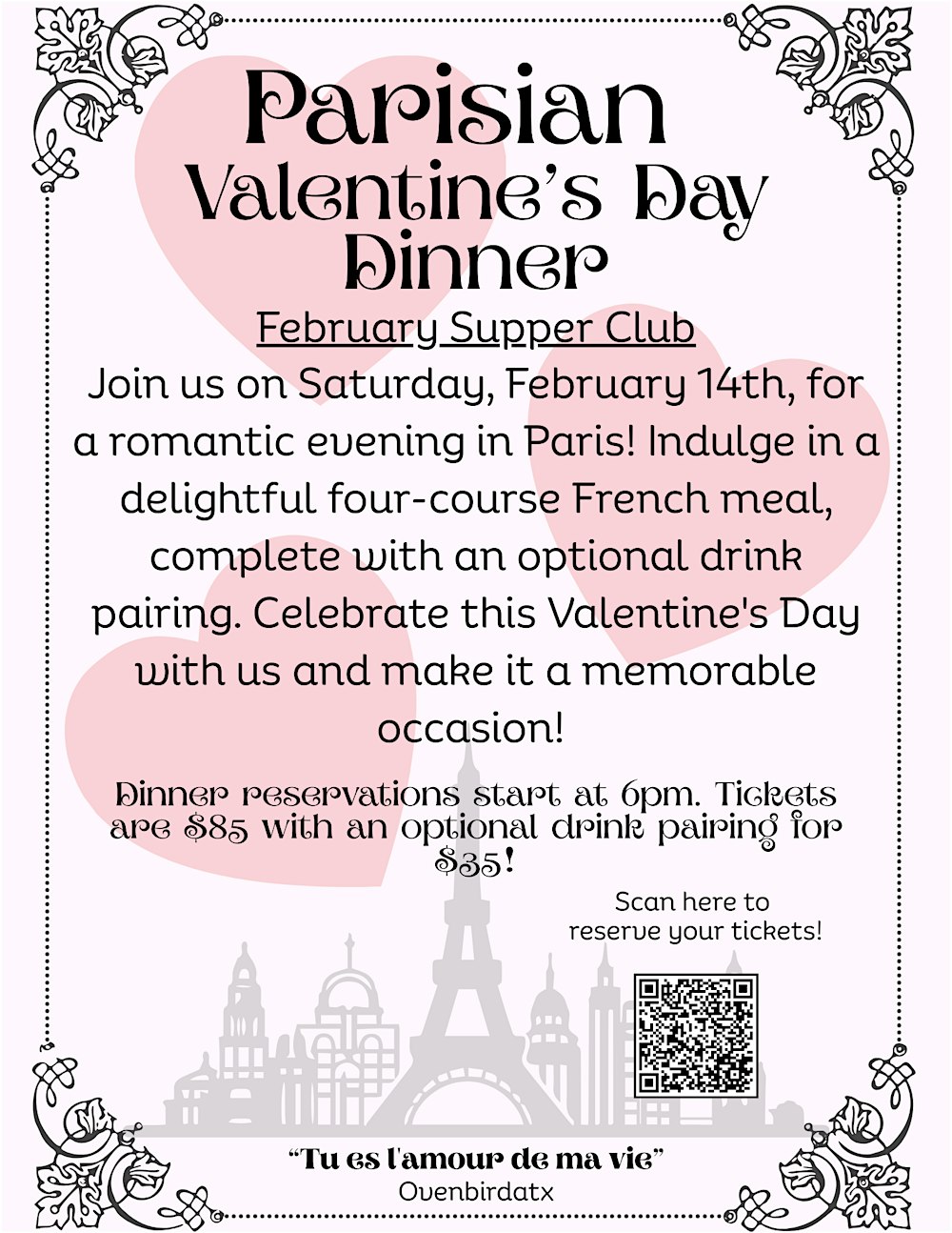 Parisian Valentines Day Dinner