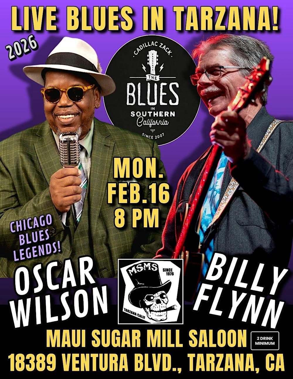 BILLY FLYNN & OSCAR WILSON BAND - Chicago Blues Legends - in Tarzana!
