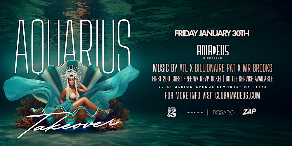 Friday January 30th 2026 : Aquarius Takeover at Amadeus Nightclub