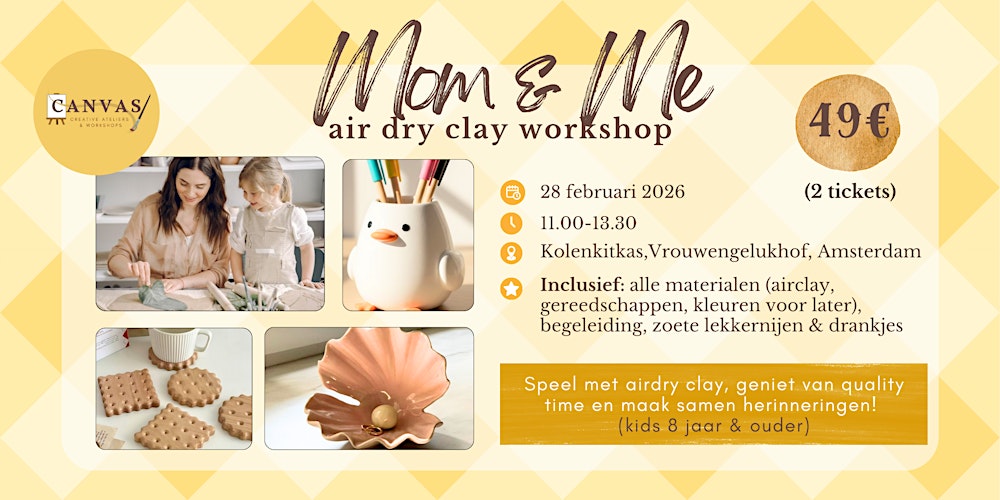 ✨Mom & Me ✨ Air-Clay Workshop  (voor ouders & kinderen 8 jaar & ouder)