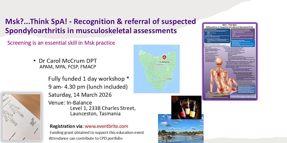 Msk?..Think SpA! Recognition & referral of Spondyloarthritis-Launceston TAS