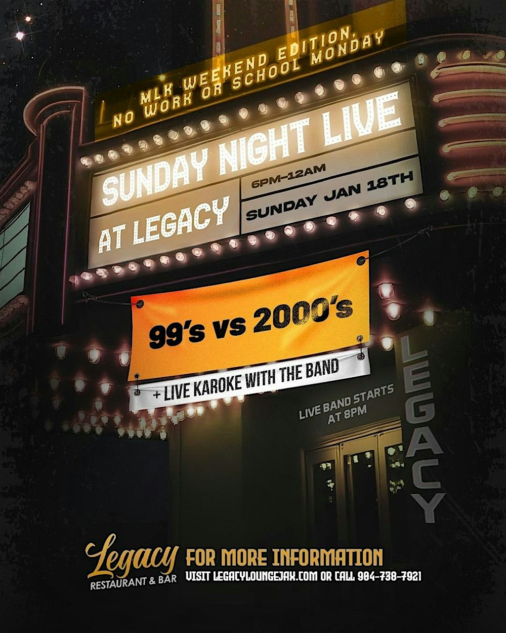 Sunday Night Live At Legacy - Live Music W/ Dats Pressure Band+Live Karaoke