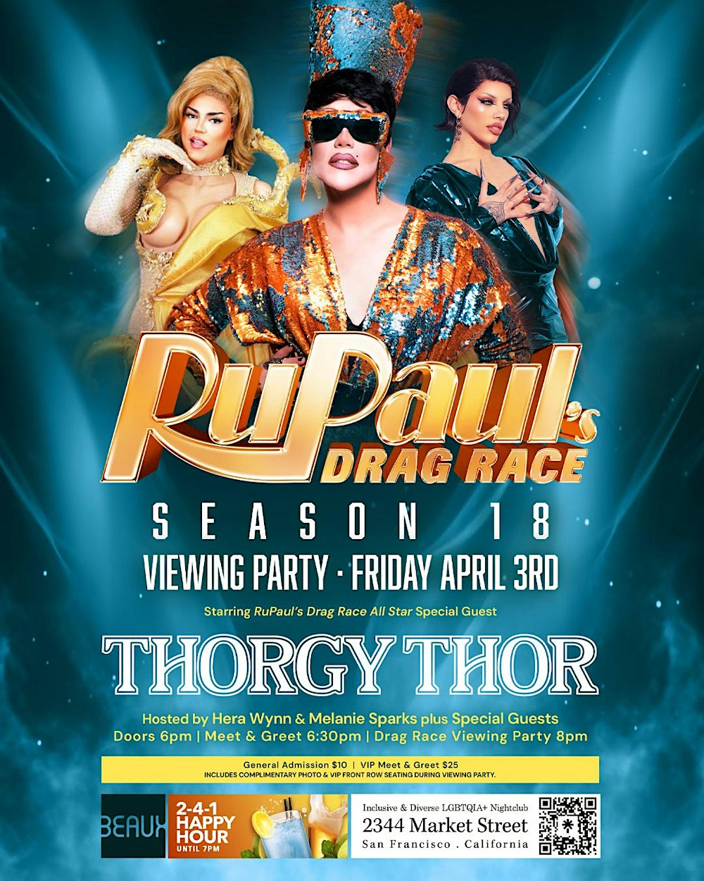 Thorgy Thor Rupaul's Drag Race Season 18 viewing party Friday April 3rd
