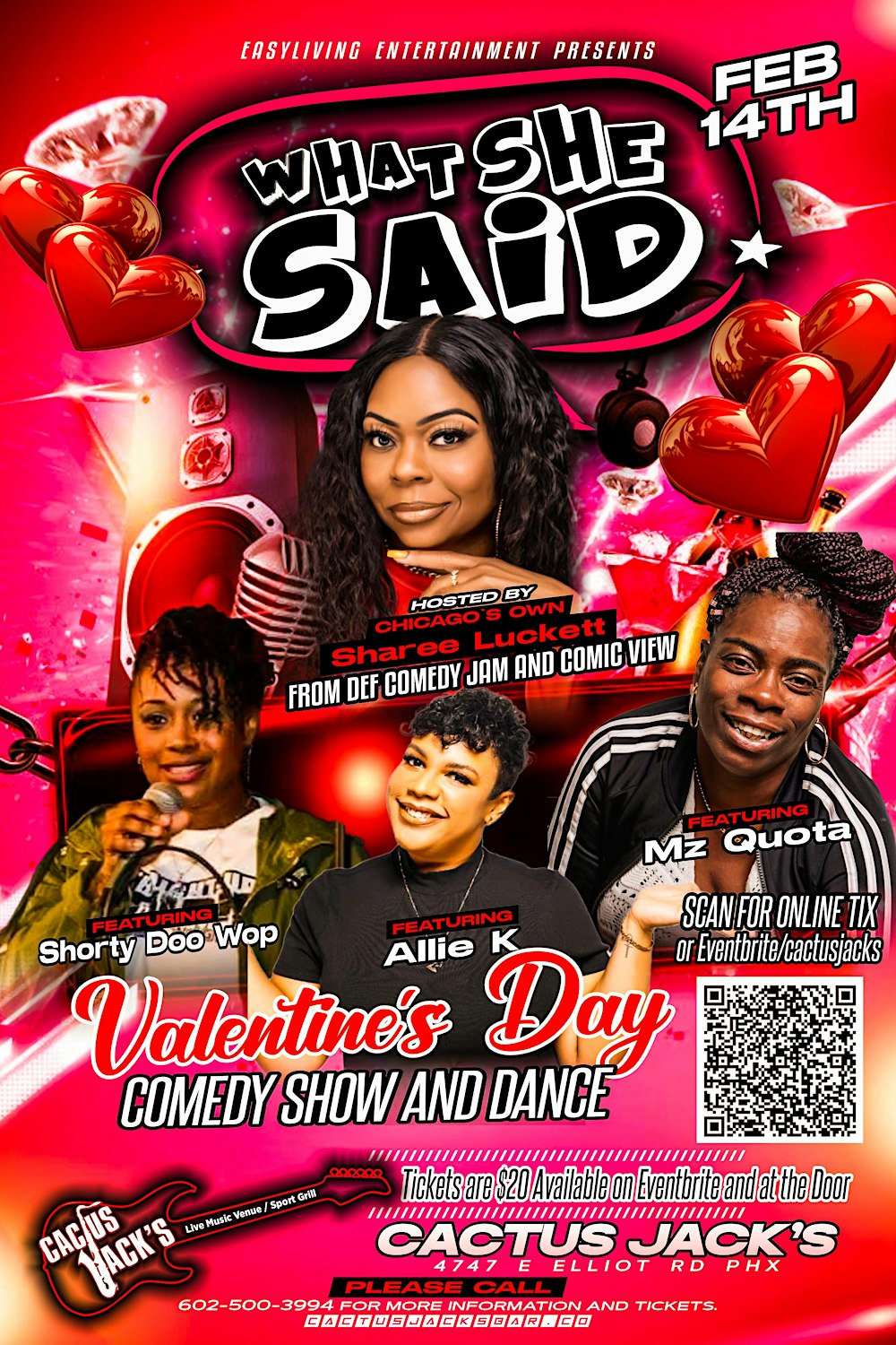 What She Said Valentines Day Comedy @ Cactus Jacks Sat. Feb 14th