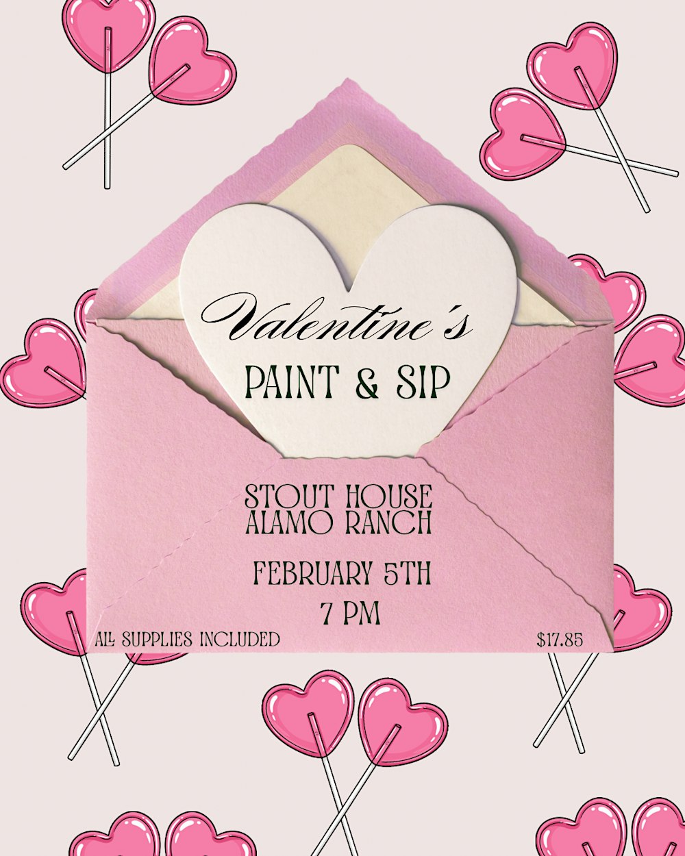 Valentine’s Paint Sip Stout House February 5th
