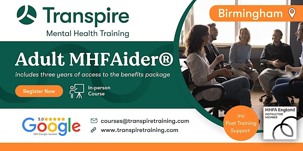 2-Day Mental Health First Aid Course (MHFAider®) - Birmingham