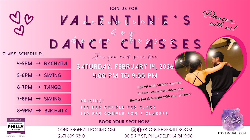 Valentine's Day Special Dance Workshops @ Concierge Ballroom!