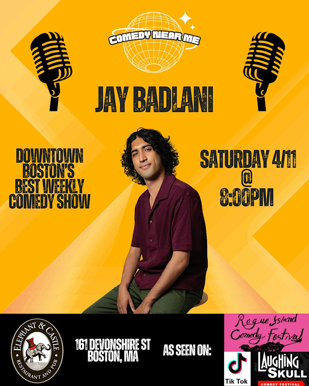 Comedy Night w/ Jay Badlani @ Elephant & Castle (Downtown Boston)