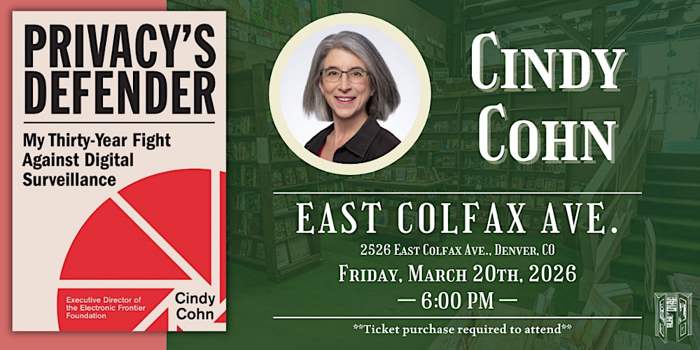 Cindy Cohn Live at Tattered Cover Colfax
