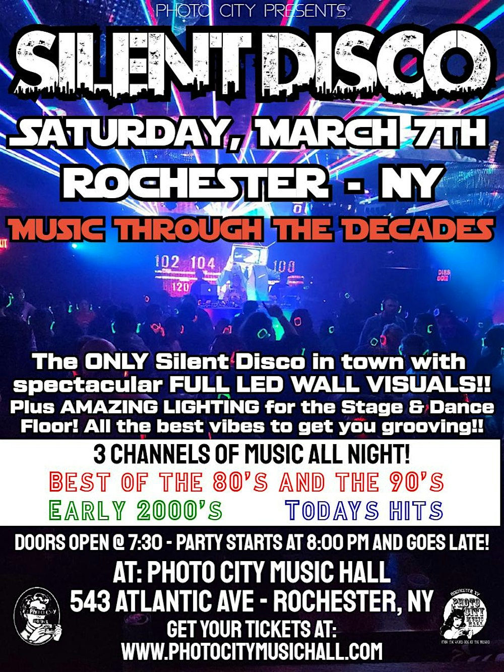Silent Disco - Music Through The Decades - Rochester, NY