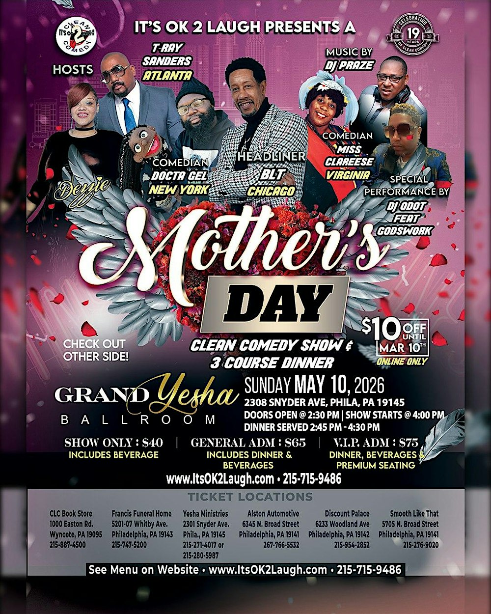 IT'S OK 2 LAUGH PRESENTS A MOTHER'S DAY DINNER & COMEDY SHOW