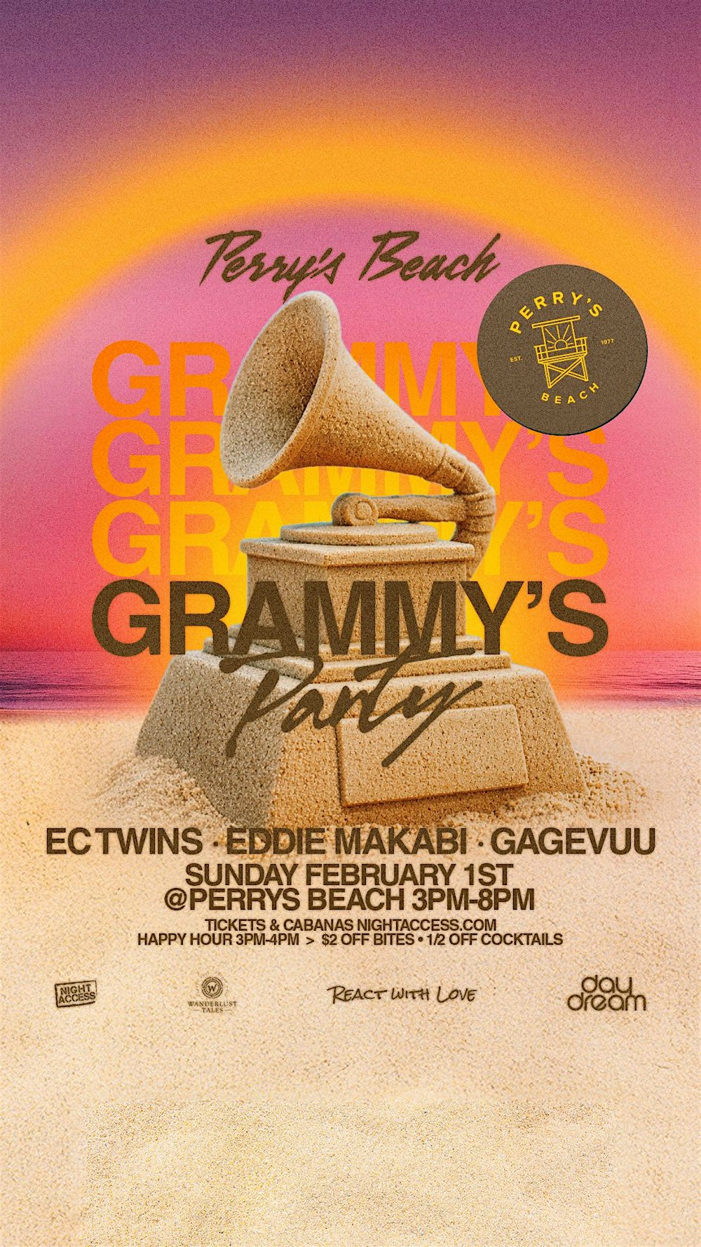 GRAMMY’S PARTY | ECTWINS EDDIE MAKABI GAGEVUU@ Perry’s Beach | SUNDAY 2/1