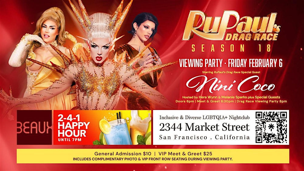 Nini Coco Rupaul's Drag Race Season 18 viewing party Friday Feb 6th