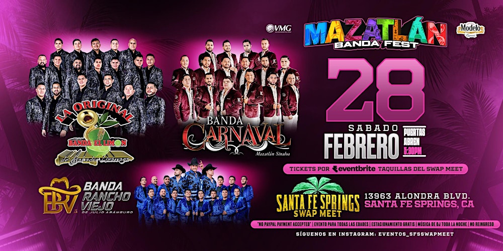 Mazatlán Banda Fest con La Original Banda el Limon, Band Carnaval, y Mas