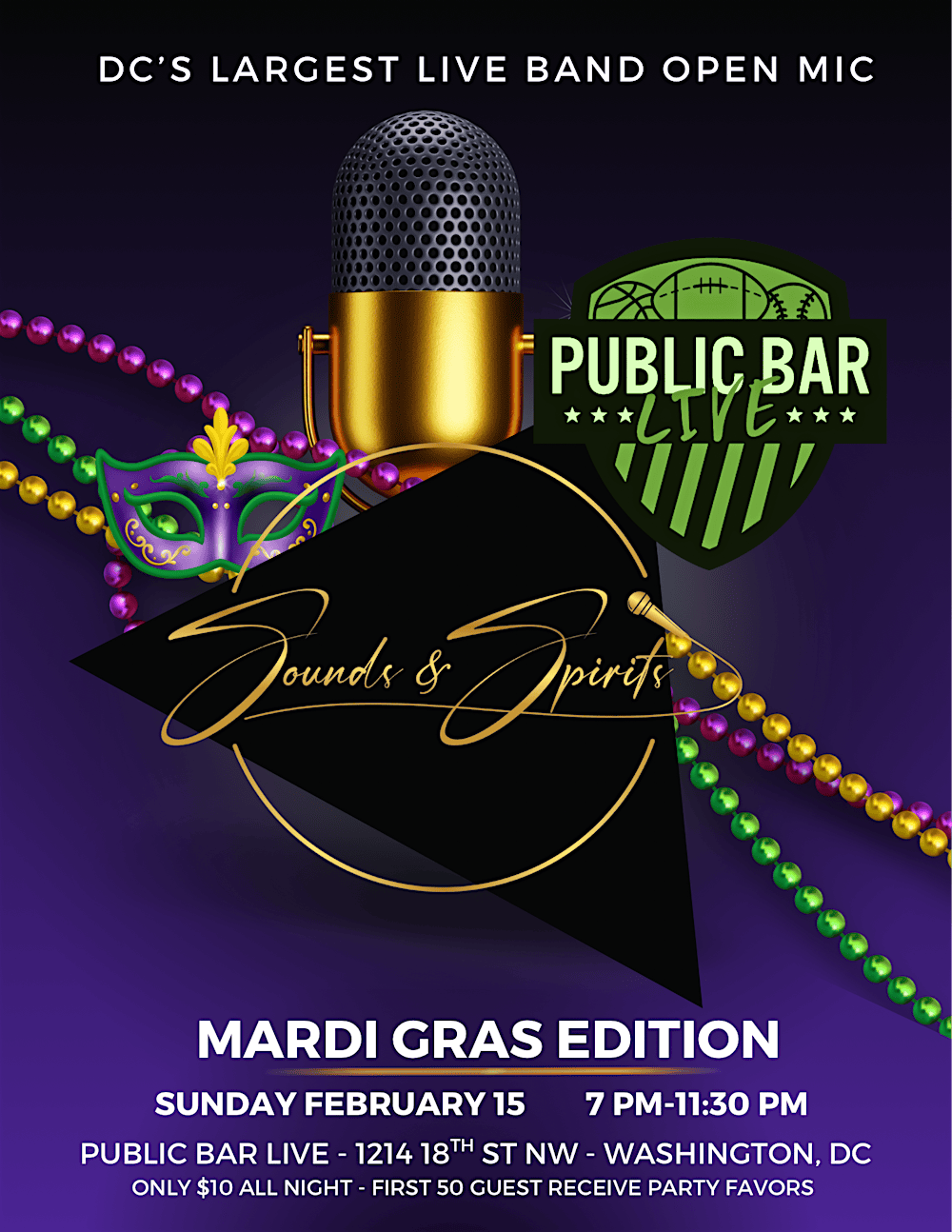 Sounds & Spirits February - Mardi Gras Edition  2026 - Live Band Open Mic