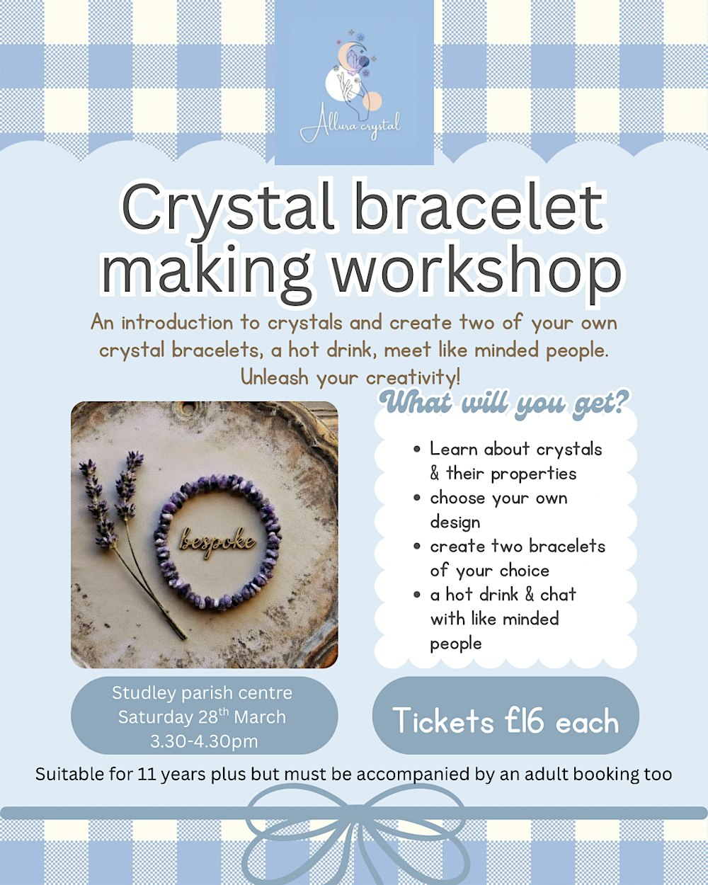 Crystal bracelet making workshop