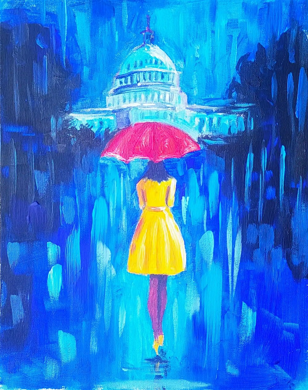 Sip and Paint Washington DC - Lady With the Red Umbrella