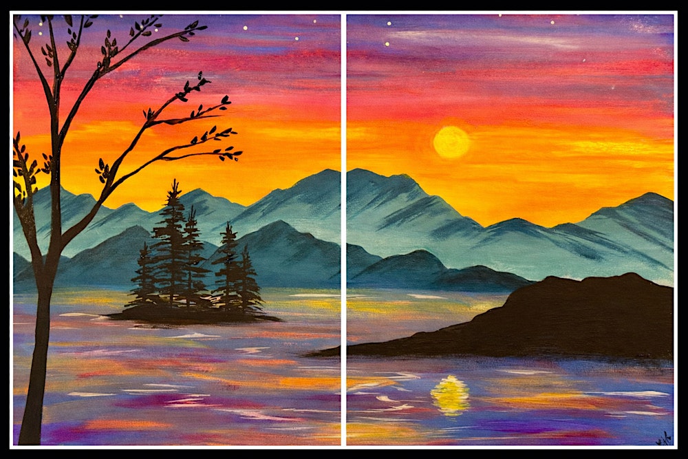 Neon Lakefront Valentine's Partner Painting at Launch Pad Brewery - Aurora