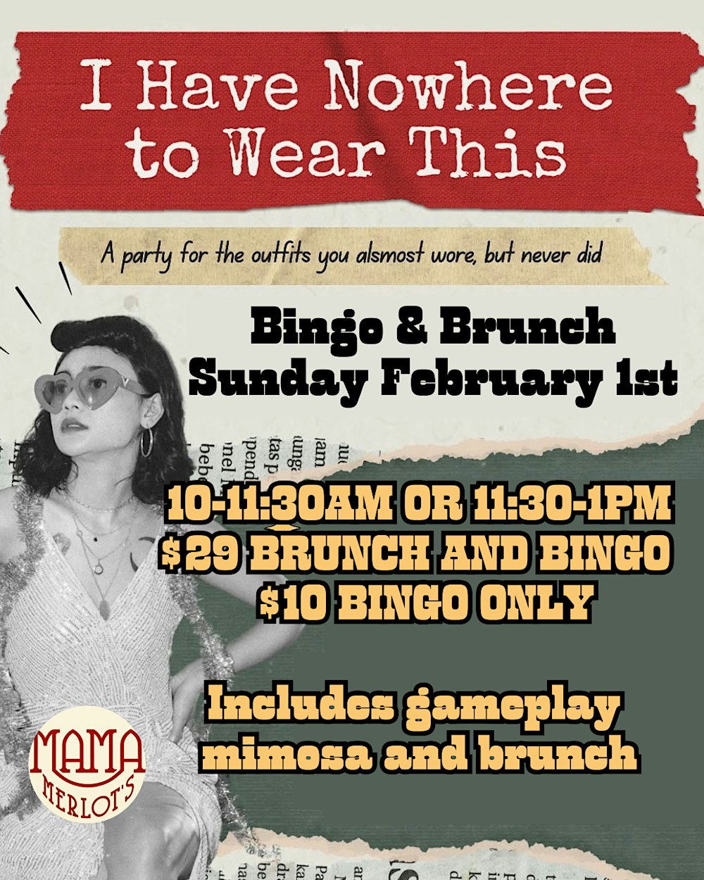 "I Have Nowhere To Wear This" Bingo & Brunch at the Speakeasy