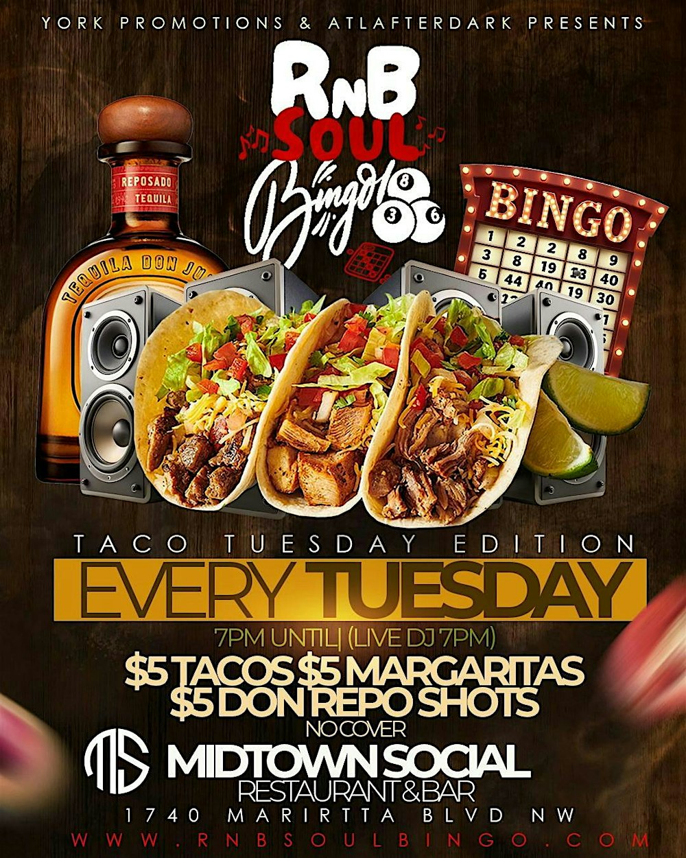 RSVP NOW FOR: RnB Soul Bingo on Taco Tuesdays at Midtown Social ATL