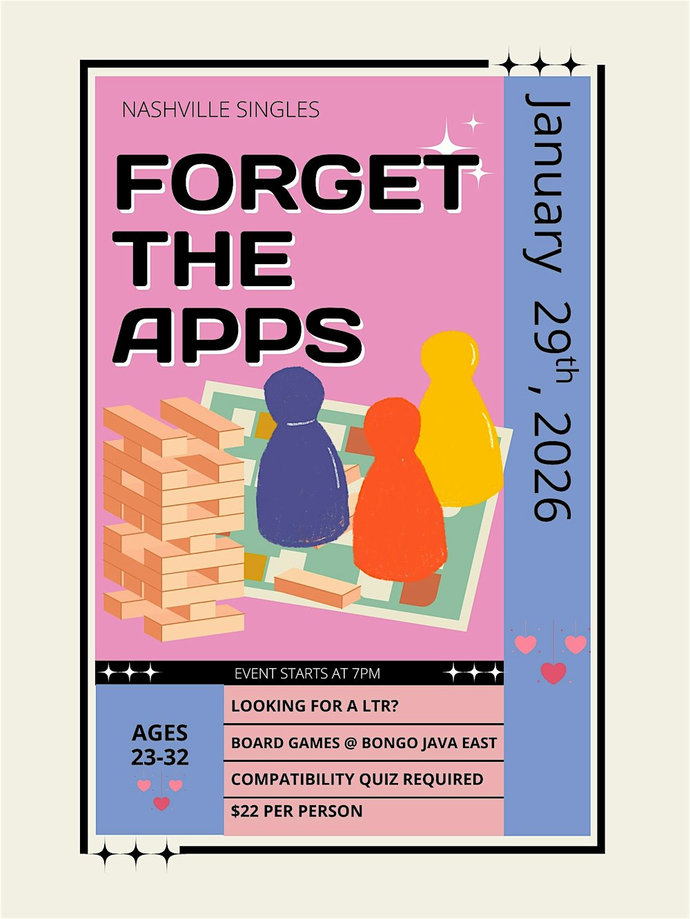 Board Game Dating Night, Feb 26th, 7PM, Bongo Java