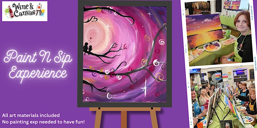Tampa Sip and Paint – Purple Love Birds