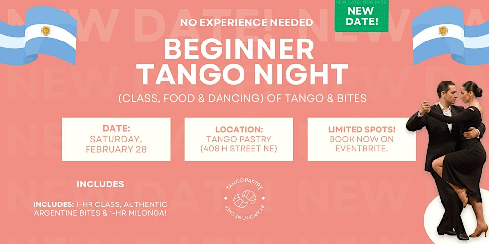 No Experience Needed: Beginner Tango Night (Class, Food & Dancing) (Feb 28)