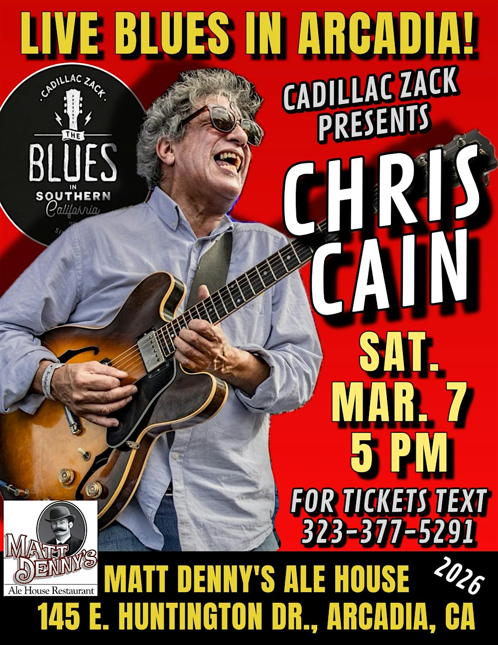 CHRIS CAIN - Blues Guitar Legend - in Arcadia!