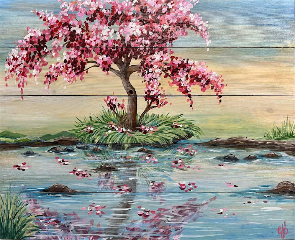 Spring Blooms wood panel painting at Hazel!