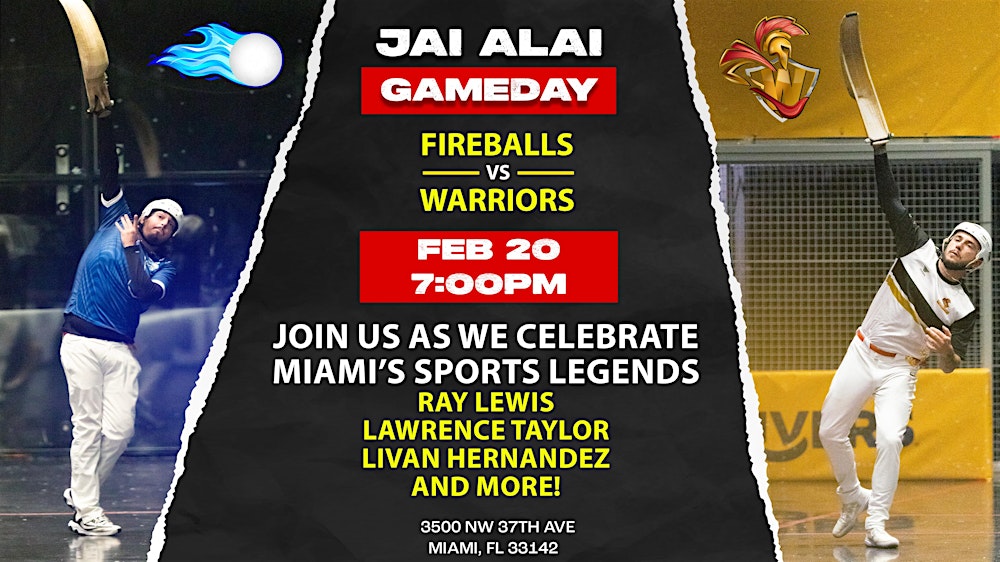 World Jai-Alai League Fireballs vs Warriors Feb 20 Gameday