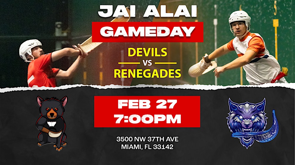 World Jai-Alai League Devils vs Renegades Feb 27 Gameday