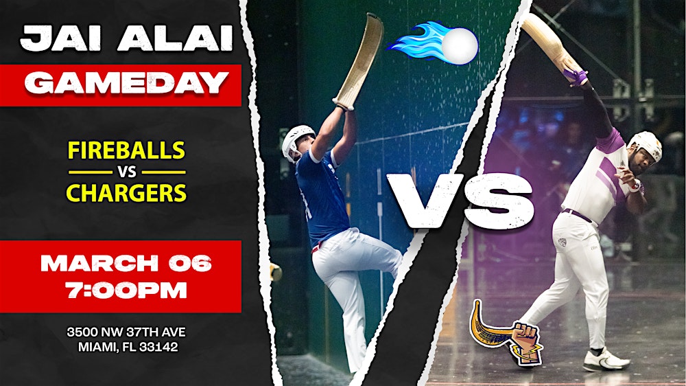 World Jai-Alai League Fireballs vs Chargers Mar 6 Gameday