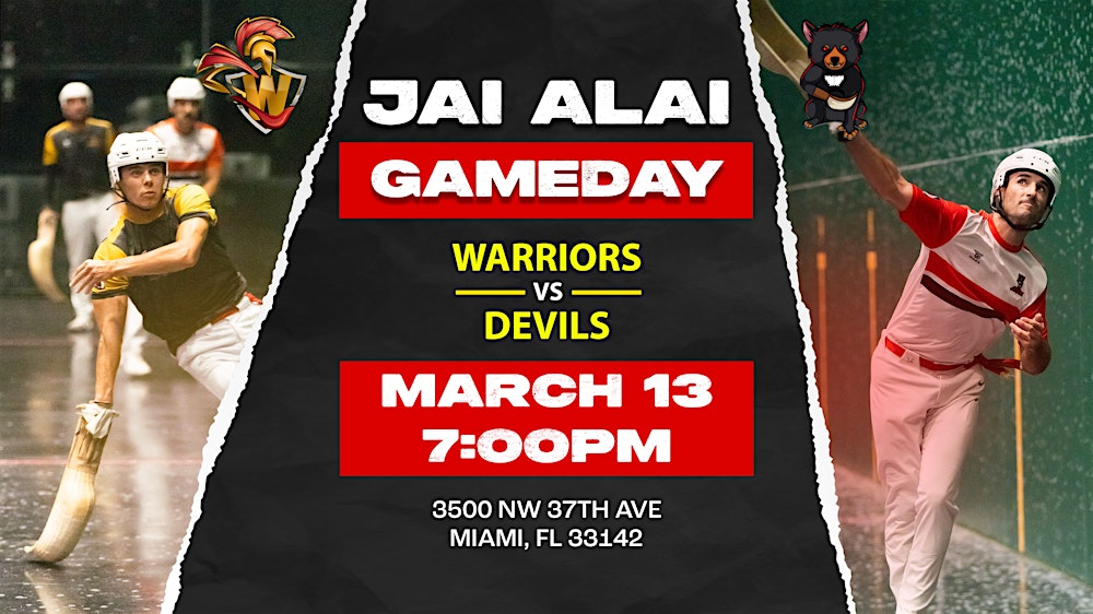 World Jai-Alai League Warriors vs Devils Mar 13 Gameday